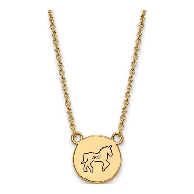 Delta Phi Epsilon Gold-Plated Sterling Silver Sorority Symbol Small Color Enamel Necklace