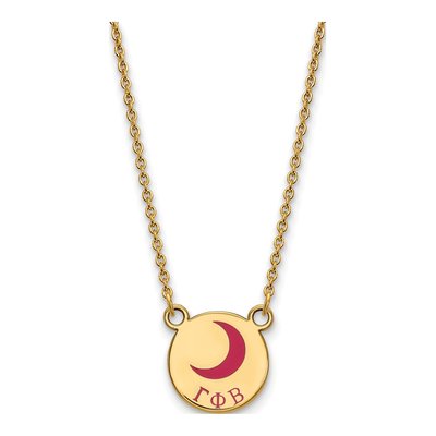 Gamma Phi Beta Gold-Plated Sterling Silver Sorority Symbol Small Color Enamel Necklace