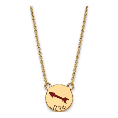 Pi Beta Phi Gold-Plated Sterling Silver Sorority Symbol Small Color Enamel Necklace