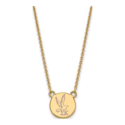 Sigma Kappa Gold-Plated Sterling Silver Sorority Symbol Small Color Enamel Necklace