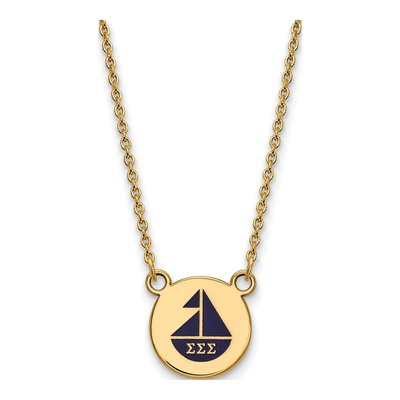 Sigma Sigma Sigma Gold-Plated Sterling Silver Small Tri Sorority Pendant
