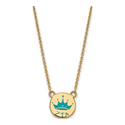 Zeta Tau Alpha Gold-Plated Sterling Silver Small Enamel Pendant Necklace
