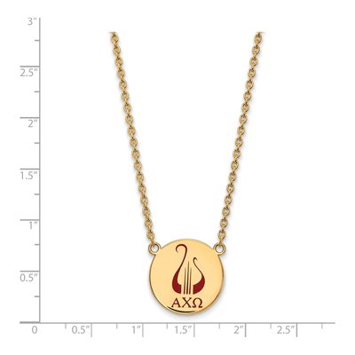 Alpha Chi Omega Gold-Plated Sterling Silver Sorority Symbol Large Color Enamel Necklace – view 2