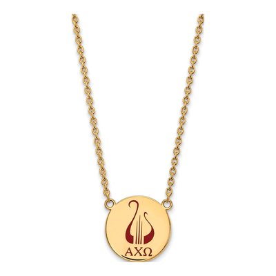 Alpha Chi Omega Gold-Plated Sterling Silver Sorority Symbol Large Color Enamel Necklace