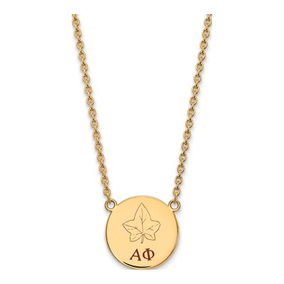 Alpha Phi Gold-Plated Sterling Silver Large Sorority Pendant Necklace