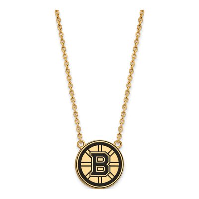 Boston Bruins Gold-Plated Sterling Silver Large Enameled Pendant Necklace