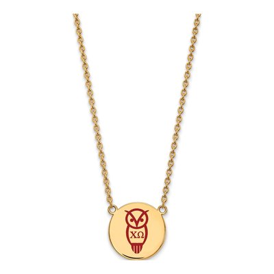 Chi Omega Gold-Plated Sterling Silver Large Sorority Pendant Necklace