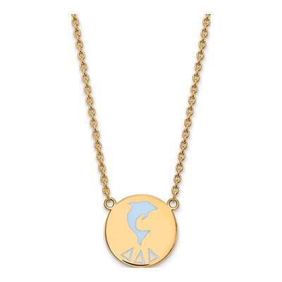 Delta Delta Delta Gold-Plated Sterling Silver Large Tri Sorority Pendant Necklace