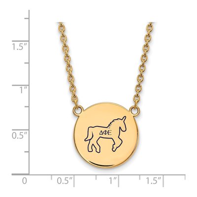 Delta Phi Epsilon Gold-Plated Sterling Silver Sorority Symbol Large Color Enamel Necklace – view 2