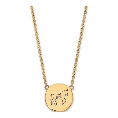 Delta Phi Epsilon Gold-Plated Sterling Silver Sorority Symbol Large Color Enamel Necklace