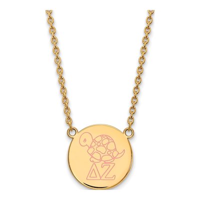 Delta Zeta Gold-Plated Sterling Silver Large Enamel Pendant Necklace