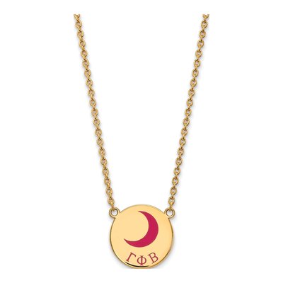 Gamma Phi Beta Gold-Plated Sterling Silver Sorority Symbol Large Color Enamel Necklace