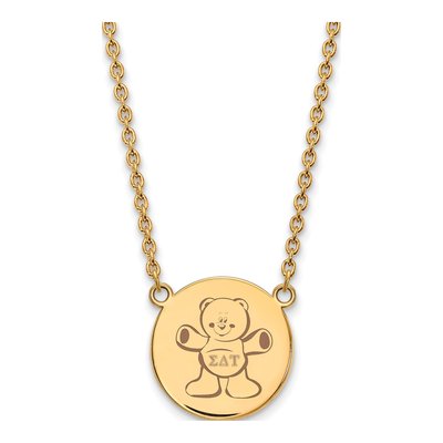 Sigma Delta Tau Gold-Plated Sterling Silver Large Sorority Pendant Necklace