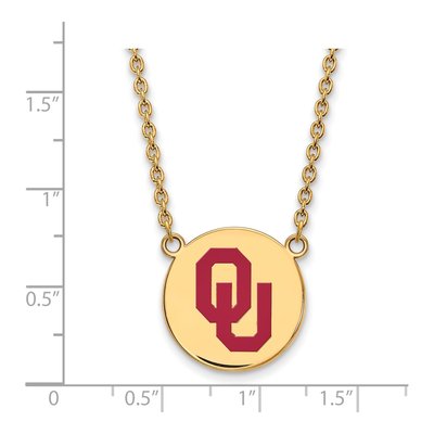 University of Oklahoma Gold-Plated Sterling Silver Large Sooners Enameled Disc Necklace – view 2