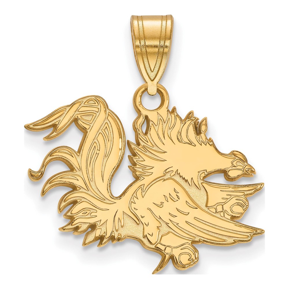 Sterling Silver Gold-Plated Logoart University Of South Carolina Gamecock Medium Pendant