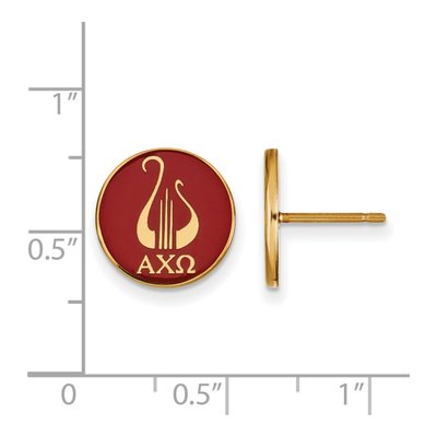 Alpha Chi Omega Gold-Plated Sterling Silver Sorority Symbol Stud Earrings – view 2