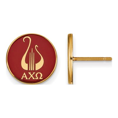 Alpha Chi Omega Gold-Plated Sterling Silver Sorority Symbol Stud Earrings