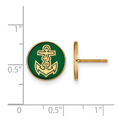 Alpha Sigma Tau Gold-Plated Sterling Silver Sorority Enamel Stud Earrings – view 2