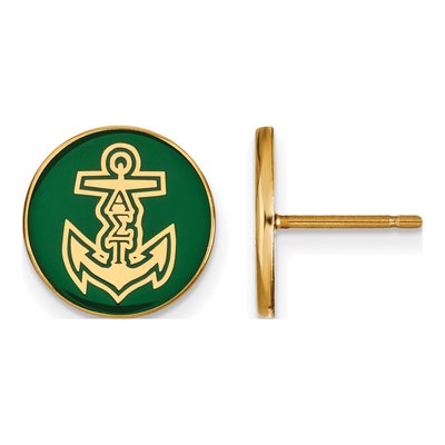 Alpha Sigma Tau Gold-Plated Sterling Silver Sorority Enamel Stud Earrings