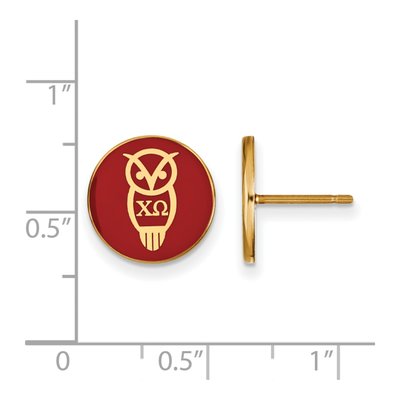 Chi Omega Gold-Plated Sterling Silver Sorority Enamel Stud Earrings – view 2