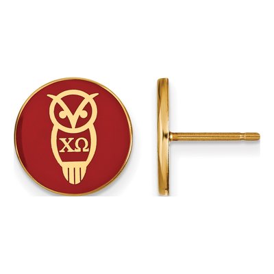 Chi Omega Gold-Plated Sterling Silver Sorority Enamel Stud Earrings