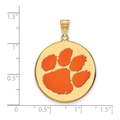 Clemson University Gold-Plated Sterling Silver Extra Large Tigers Paw Pendant – view 2