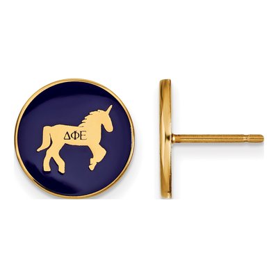 Delta Phi Epsilon Gold-Plated Sterling Silver Sorority Symbol Stud Earrings