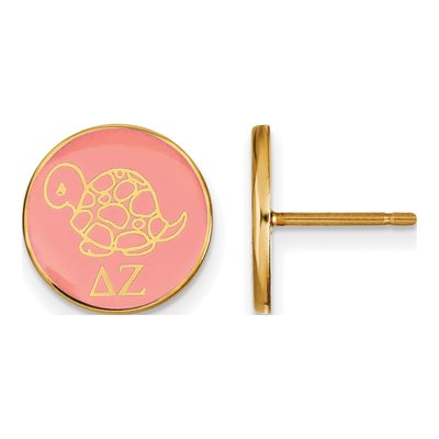Delta Zeta Gold-Plated Sterling Silver Sorority Symbol Enamel Stud Earrings