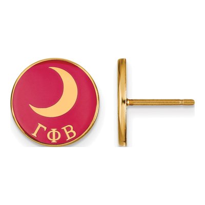 Gamma Phi Beta Gold-Plated Sterling Silver Sorority Symbol Enamel Stud Earrings