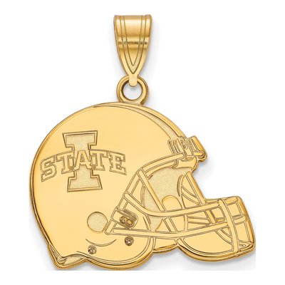 Iowa State University Gold-Plated Sterling Silver Medium Football Helmet Pendant