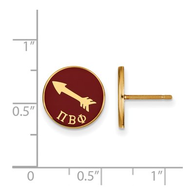Pi Beta Phi Gold-Plated Sterling Silver Sorority Symbol Enamel Stud Earrings – view 2