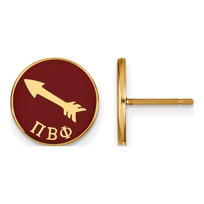 Pi Beta Phi Gold-Plated Sterling Silver Sorority Symbol Enamel Stud Earrings