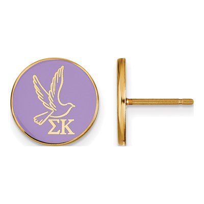 Sigma Kappa Gold-Plated Sterling Silver Sorority Symbol Enamel Stud Earrings