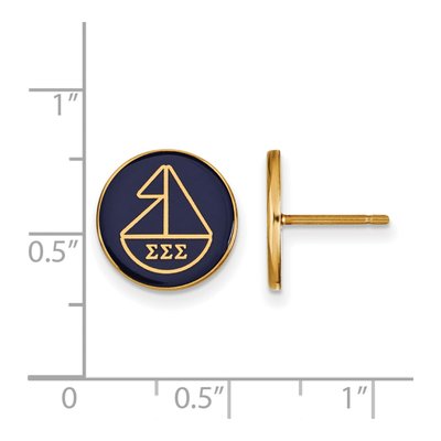 Sigma Sigma Sigma Gold-Plated Sterling Silver Tri Sorority Symbol Earrings – view 2