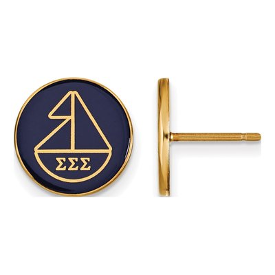 Sigma Sigma Sigma Gold-Plated Sterling Silver Tri Sorority Symbol Earrings