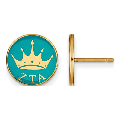 Zeta Tau Alpha Gold-Plated Sterling Silver Sorority Symbol Enamel Stud Earrings