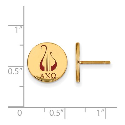 Alpha Chi Omega Gold-Plated Sterling Silver Sorority Symbol Stud Earrings – view 2