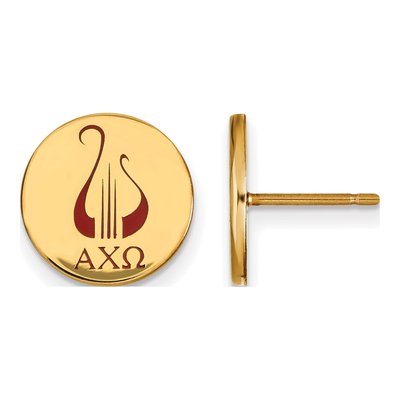 Alpha Chi Omega Gold-Plated Sterling Silver Sorority Symbol Stud Earrings