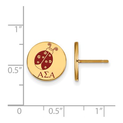 Alpha Sigma Alpha Gold-Plated Sterling Silver Sorority Symbol Stud Earrings – view 2