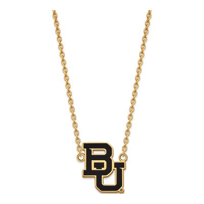 Baylor University Gold-Plated Sterling Silver Large Bears Enamel Pendant Necklace – view 2