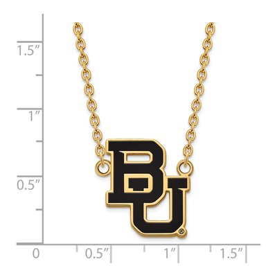 Baylor University Gold-Plated Sterling Silver Large Bears Enamel Pendant Necklace – view 3