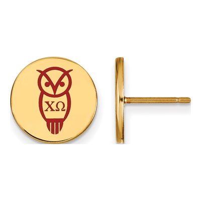 Chi Omega Gold-Plated Sterling Silver Sorority Symbol Enamel Stud Earrings