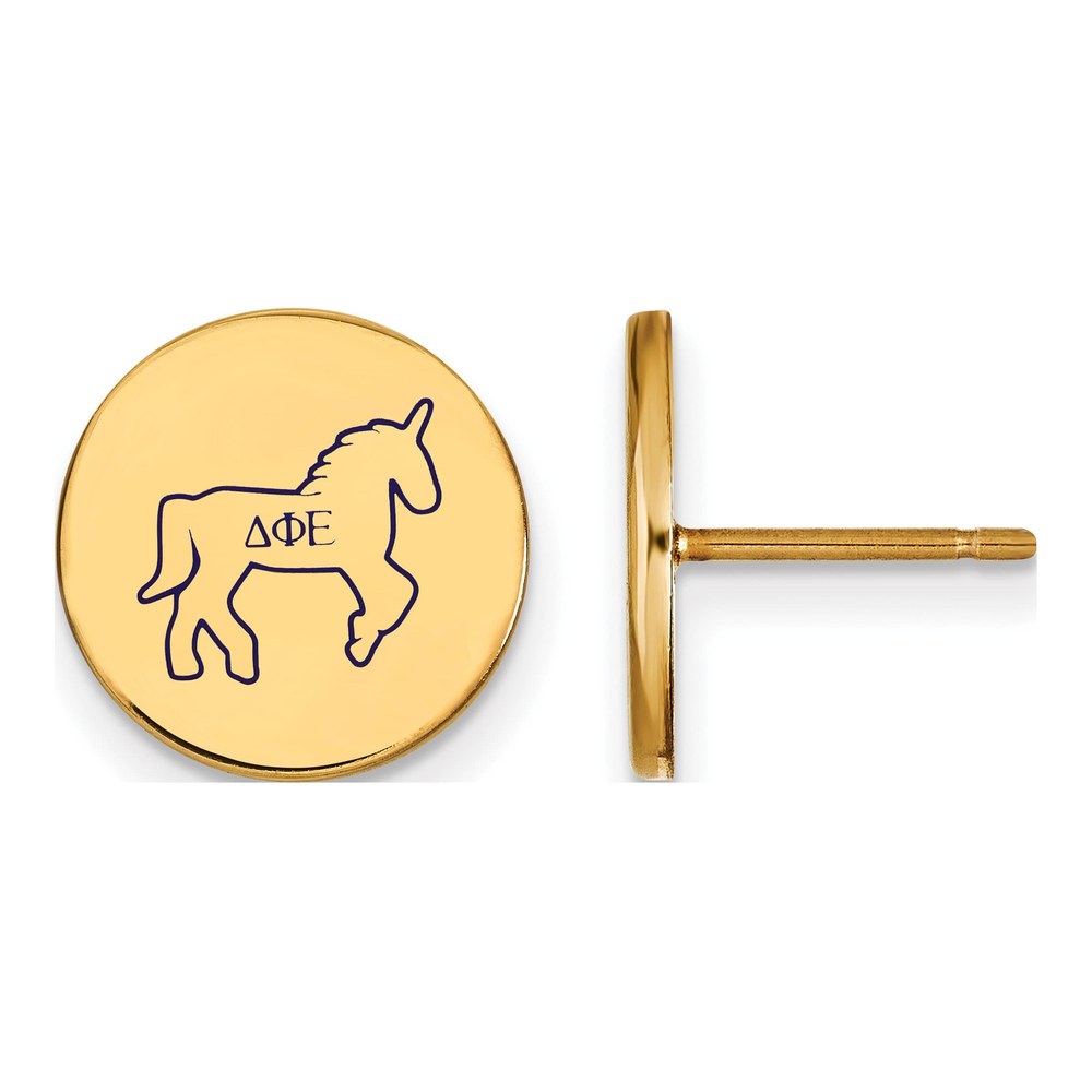 Delta Phi Epsilon Gold-Plated Sterling Silver Sorority Symbol Stud Earrings