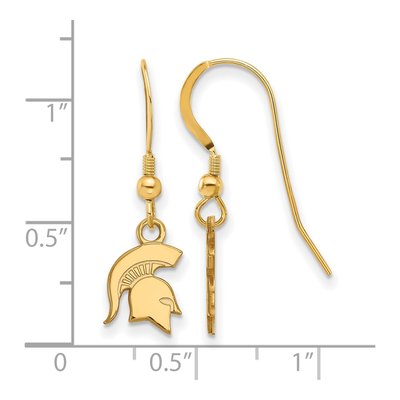Michigan State University Gold-Plated Sterling Silver Spartan Extra Small Earrings – view 2