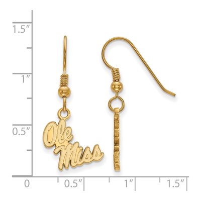 University of Mississippi Gold-Plated Sterling Silver Ole Miss Small Earrings – view 2