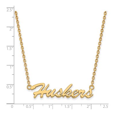 University of Nebraska Gold-Plated Sterling Silver Medium Huskers Script Pendant Necklace – view 2