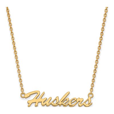 University of Nebraska Gold-Plated Sterling Silver Medium Huskers Script Pendant Necklace
