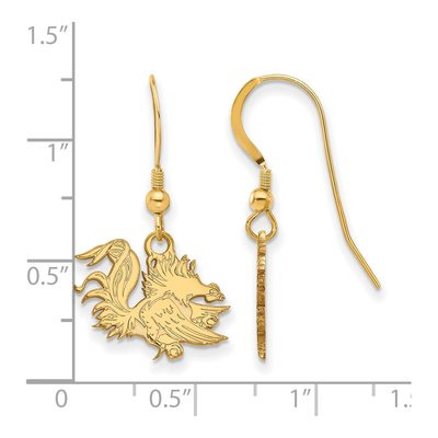 University of South Carolina Gold-Plated Sterling Silver USC Gamecock Earrings – view 2