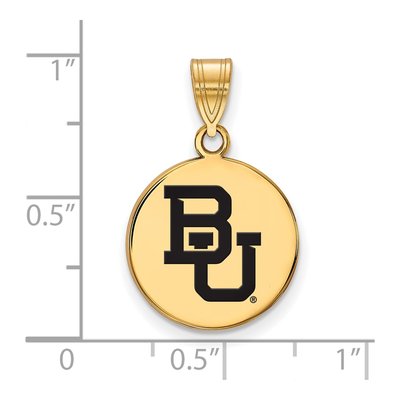 Baylor University Gold-Plated Sterling Silver Medium Bears Enameled Disc Pendant – view 2