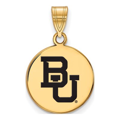 Baylor University Gold-Plated Sterling Silver Medium Bears Enameled Disc Pendant